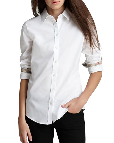 burberry women's white button down shirt|cheap burberry button down shirt.